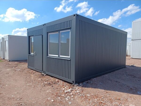 Doppel-Wohncontainer DUO 2×6 m, Bad, Küchenzeile, große Panoramafenster, sofort lieferbar
