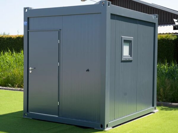 Modulare Sanitärcontainer 2,98 × 2,43 m, Stahlrahmen, CE-zertifiziert, anthrazit
